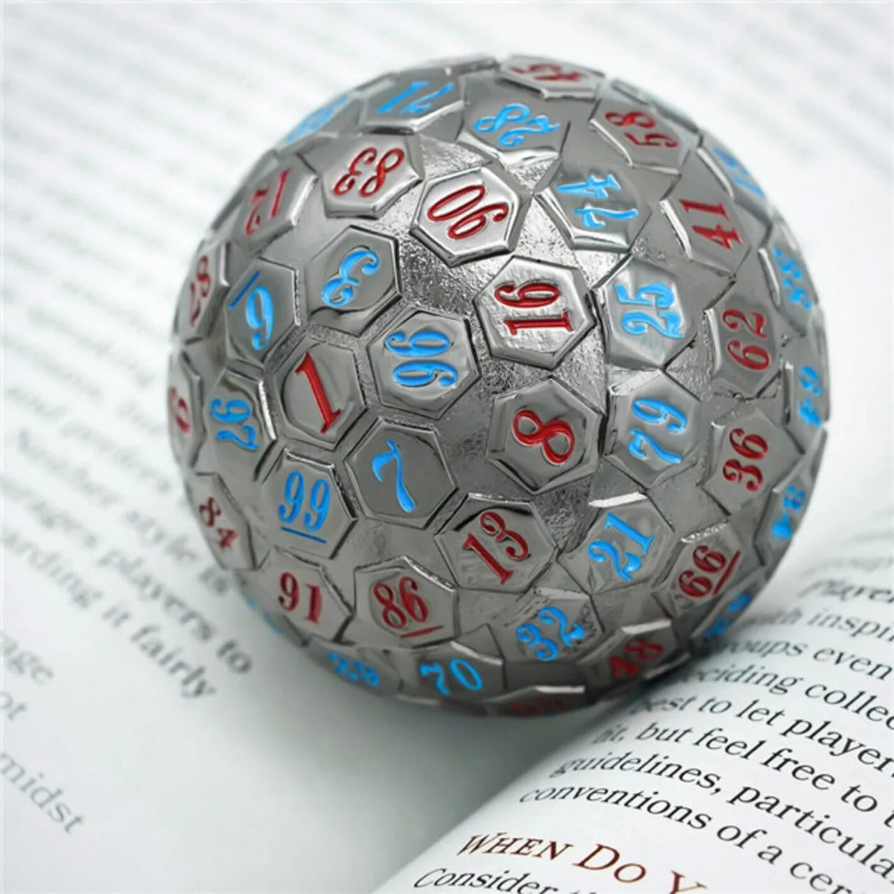 Foam Brain Games 45mm Metal D100 - Black Metal with Red and Blue